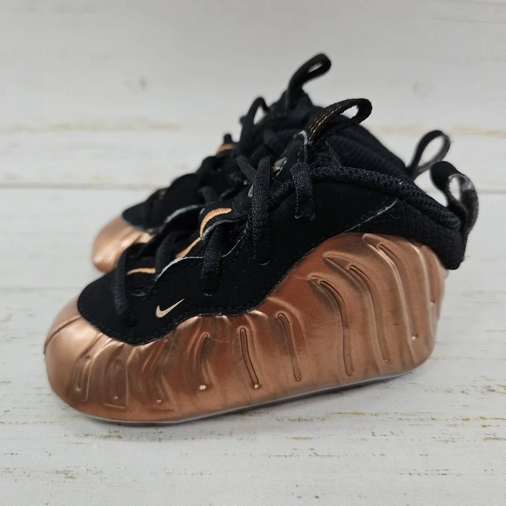 Nike Little Posite One Copper Black Gold Toddler Size 4C Sneaker Shoe 644790-004